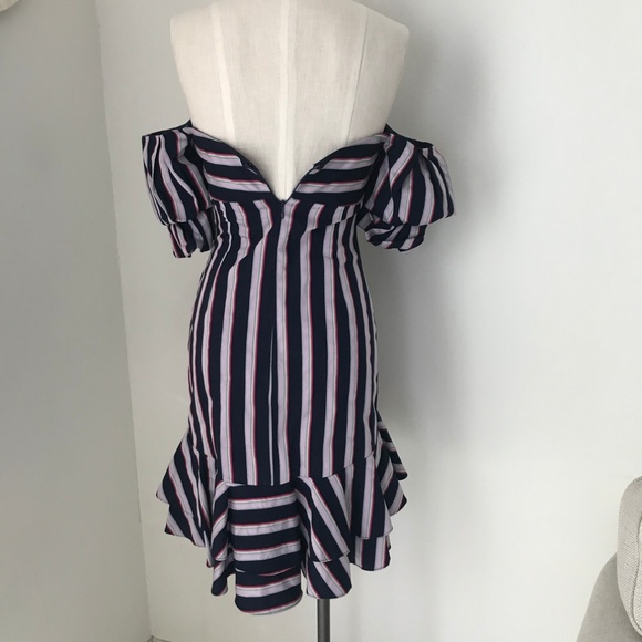WAYF Stripe Over the Shoulder Open Front Dress - Picture 5 of 5